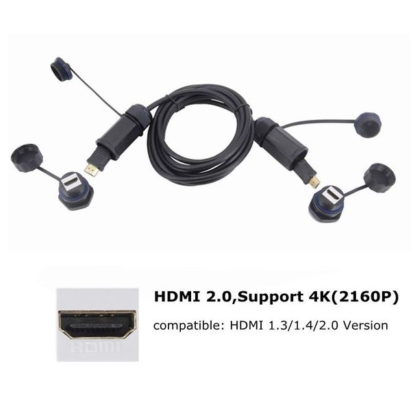 

audio cables & connectors double 2.0 waterproof cable male with dual female water proof socket connector plug adapter hd line 4k 2160p