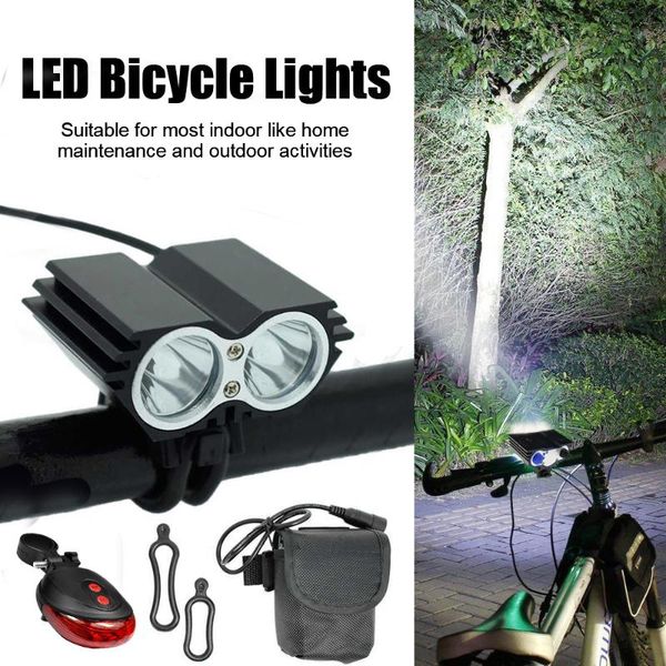 

bike lights 2 * xml t6 led 5000lm 4 modes waterproof usb light front bicycle headlight dual lamps with 9600mah battery for cycling