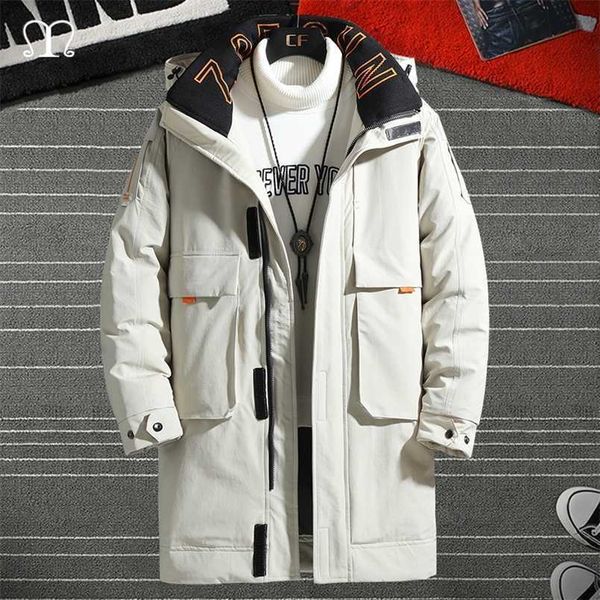 

winter mens down jacket fur collar thicken puffer parka male -20 degree casual streetwear hip hop down coat warm men windbreaker 211129, Black
