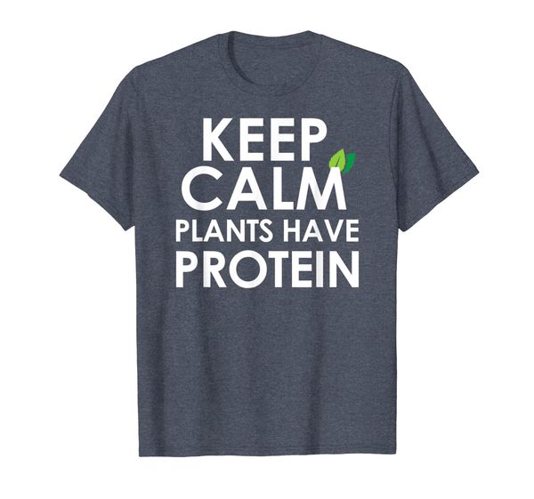 

keep calm plants have protein vegan or vegetarian t-shirt, White;black