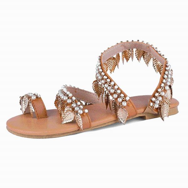

women sandals summer shoes flat pearl comfortable string bead slippers casual size 34 - 43 e722, Black