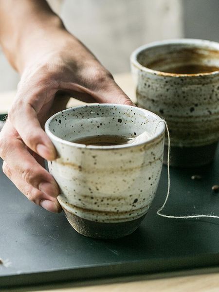 

cups & saucers restaurant ceramics water cup retro coarse pottery tea big volume 150ml japanese style drinkware milk teaware coffee mug