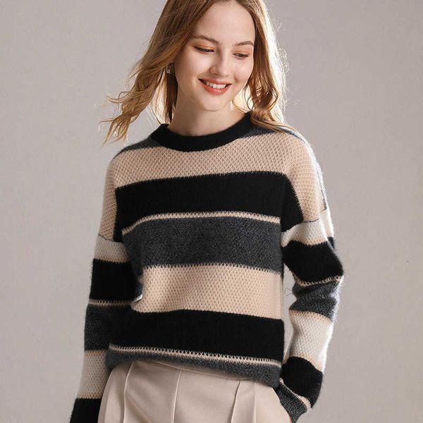 

women's two piece pants autumn and winter cashmere sweater color matching women's 100% pure ngbk, White