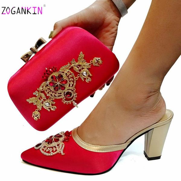 

dress shoes 2021 design italian elegant red color and bag to match set african ladies shoe with evening party, Black
