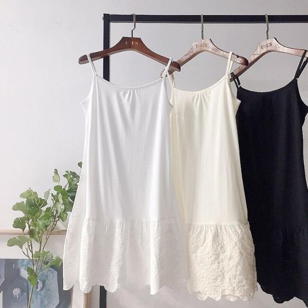 

women's tanks & camis summer black and white literary fan loose cotton lace embroidery sling bottoming inner strap