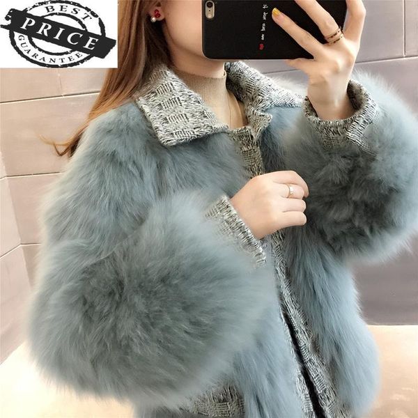 

women's fur & faux leather 2021 quality high coat female short fashion long sleeve autumn and winter, Black