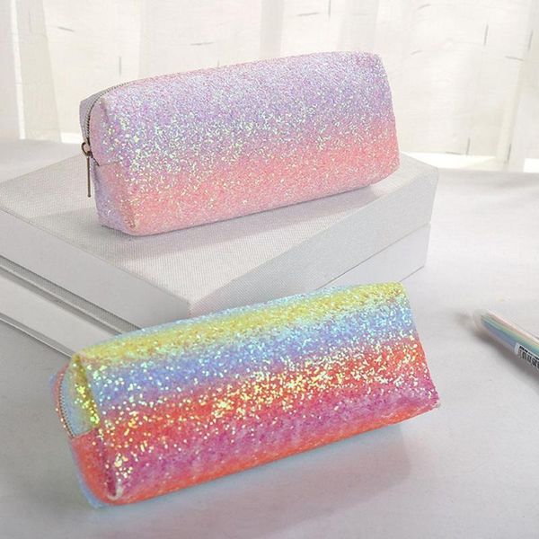 

pencil cases 1pc laser square color large capacity for girs storage kawaii pouch pen school bags stationery student r2y8