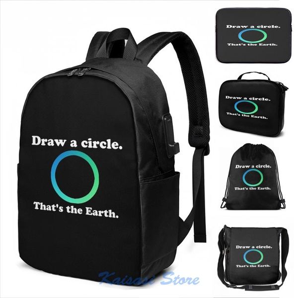 

backpack hetalia 'draw a circle, that's the earth' design usb charge men school bags women cosmetic bag travel laptop