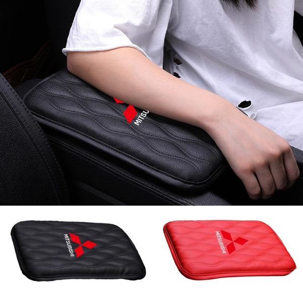 

car organizer leather non-slip armrest pad pu armrests mat for mitsubishi lancer 9 10 asx l200 colt pajero outlander eclipse decoration