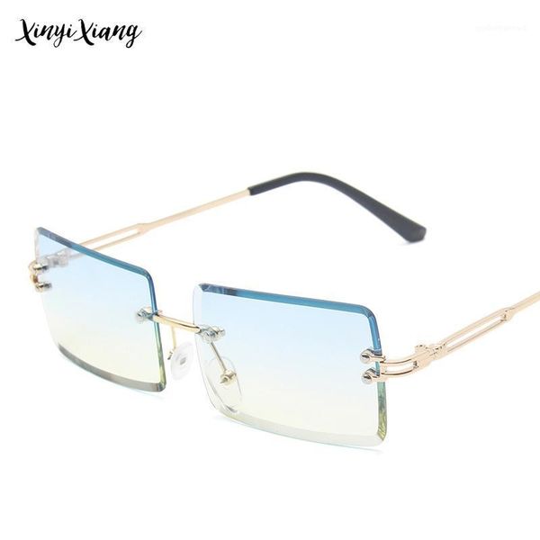 

sunglasses frameless fashion ladies square red gradient color causal driving sun glasses, White;black