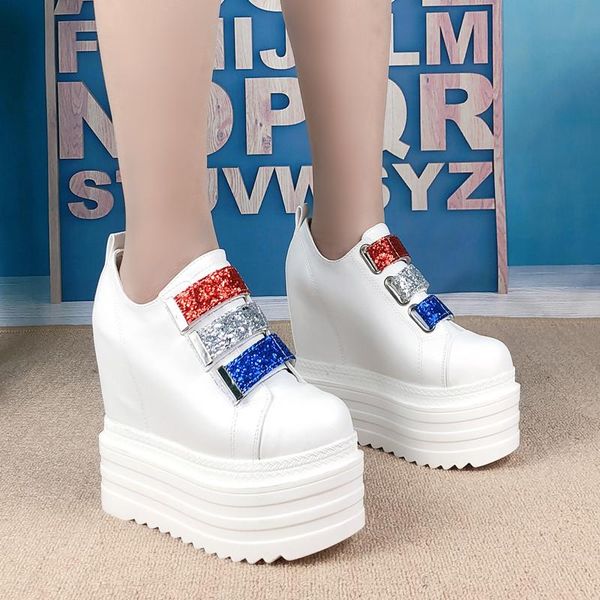 

boots 2021 thick bottom increase within student casual shoes 14cm wedges short waterproof platform women's ankle, Black