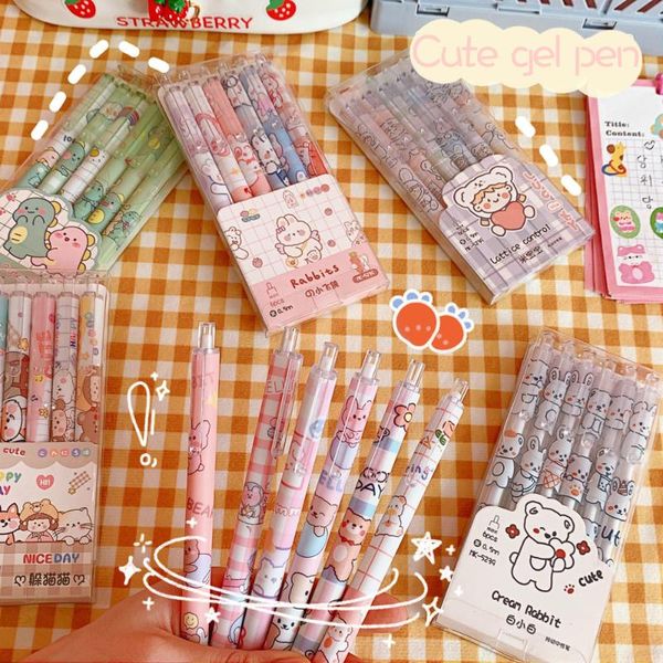 

gel pens 6pcs/lot kawaii cute animal 0.5mm balck ink press pen writing signature gift office school stationery for student