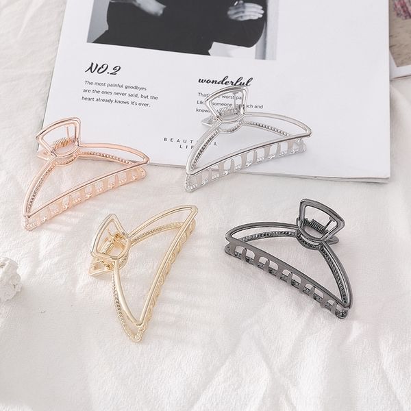 

iKtd south korea dongdamen clips headdress barrettes ornamentalloy metalhairpin large geometric simple adult hair ornament headdress, Golden;silver