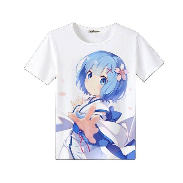 

men's t-shirts zero kara hajimeru isekai seikatsu t-shirt emilia ram rem shirts life in a different world from cosplay costume hallowee, White;black
