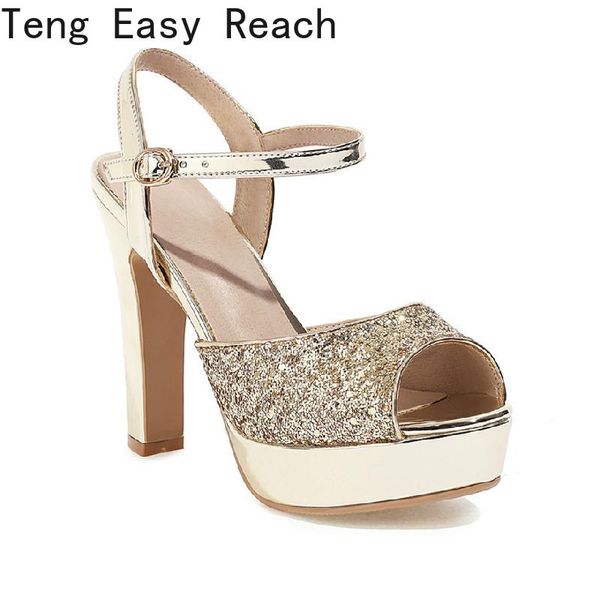 

sandals women ankle strap platform high chunky heels silver pu casual party office gold wedding summer ladies, Black