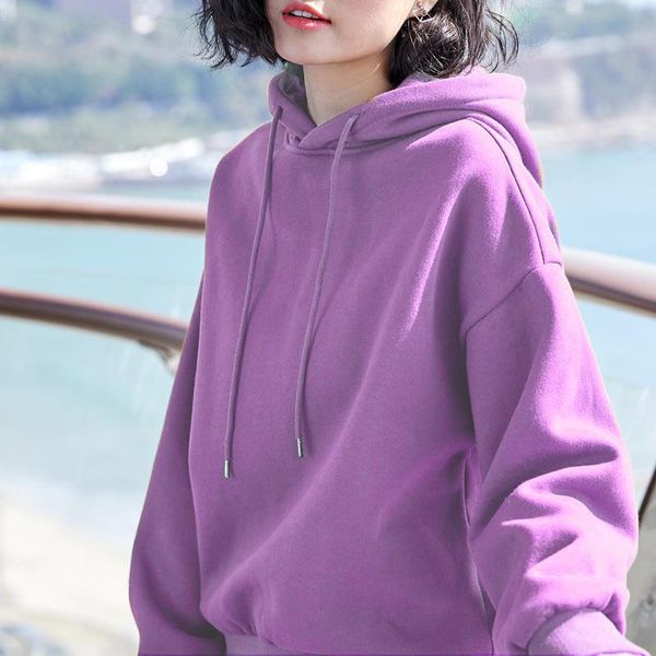 

women's hoodies & sweatshirts 2021 women's hooded simple all-match leisure oversized hoodie style warm kawaii womens loose female r, Black