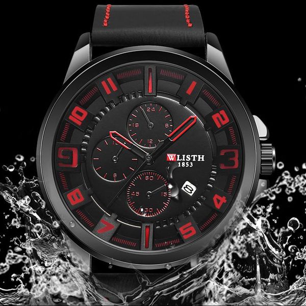 

wristwatches wlisth cool large dial men's quartz watch fashion analog six hands calendar belt waterproof student, Slivery;brown