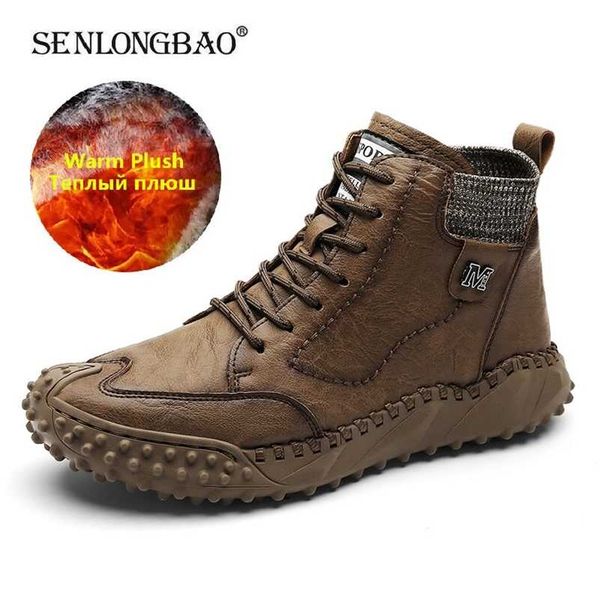 

brand men ankle boots winter warm snow thick plush comfortable 's outdoor waterproof work boots sneakers 211106, Black