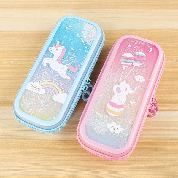 

kawai pencil bag environmental protection oil flowing sand pen animal cartoon tpu student stationery box children's bags