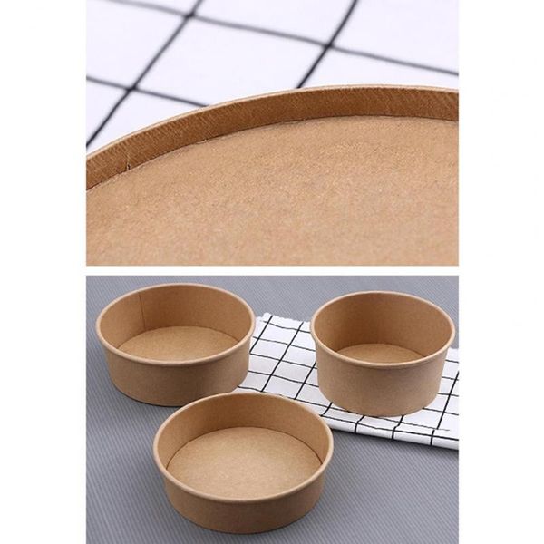 

10pcs disposable round bowl meal box picnic container paper with lid bowls