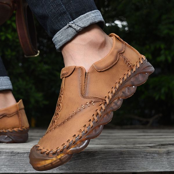 

genuine leather men shoes casual fashion mens loafers slip-on mens walking shoes handmade brand moccasins zapatos hombre