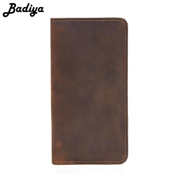 

wallets crazy horse genuine leather long bifold wallet for men vintage style real holder purse male, Red;black