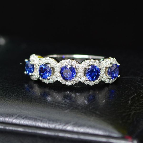 

cluster rings cmajor sterling silver synthetic diamond jewelry fashion temperament 14ct cubic zircon white blue square classic ring for wome, Golden;silver