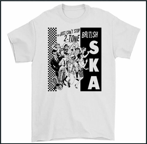 

2 tone t-shirt, 2 tone ska the specials selector english beat scooter madness, White;black