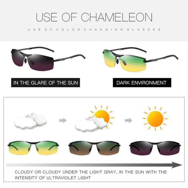 

fashion sunglasses sunglasses wholesale men color changing change eye sun glasses pchromic polarized day night, Black