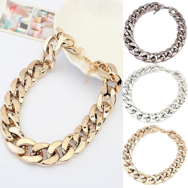 

fashion big golden chunky chain necklaces luxury gorgeous simple punk statement men women stainless steel link,, Black