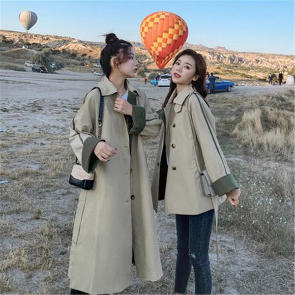 

women's trench coats 2021 spring autumn fashion long for women single-breasted sleeve windbreaker overcoats m609, Tan;black