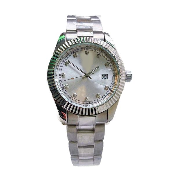 

watches for man classic log quartz movement 40mm luminous waterproof sports designer watch ceramic silver dial stainless steel folding strap, Slivery;brown