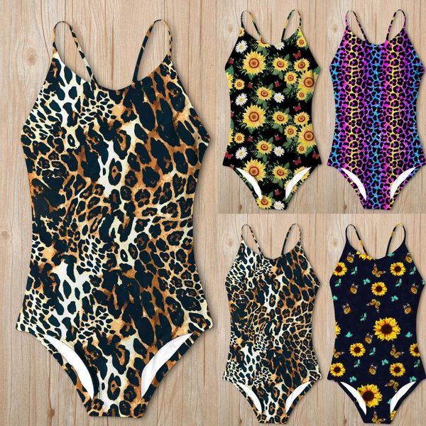 

baby summer suspender swimwear leopard/snake/floral print backless v-neck hollow out swimsuit for toddlers girls one piece one-pieces, Black