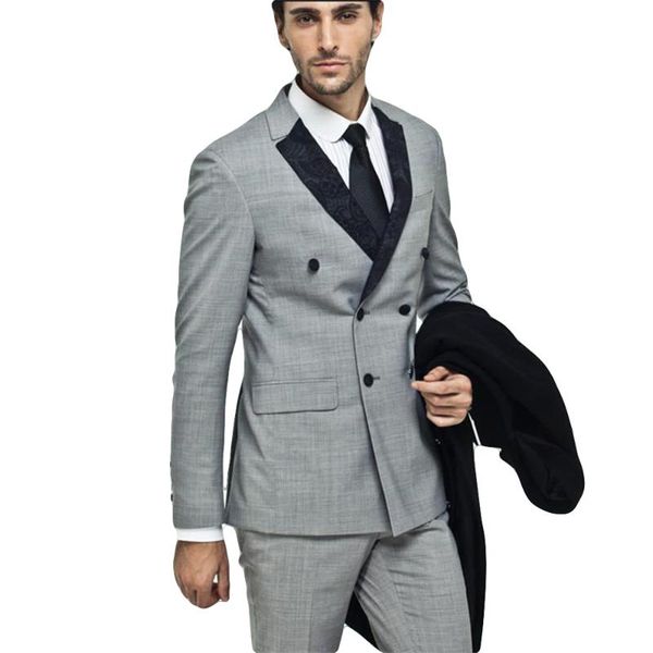 

men's suits & blazers arrival double-breasted groomsmen notch lapel groom tuxedos men business formal blazer ( jacket+pants+tie), White;black