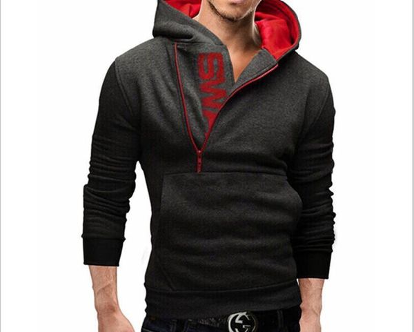 

mens sweater wetsuit hoodie side zip contrast w55, Black