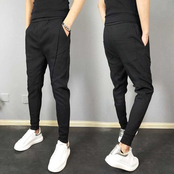Новый человек гарем брюки лодыжки длина брюки черные серые тонкие мужчины повседневные спортивные штаны летние корейские хип-хоп брюки harajuku x0723