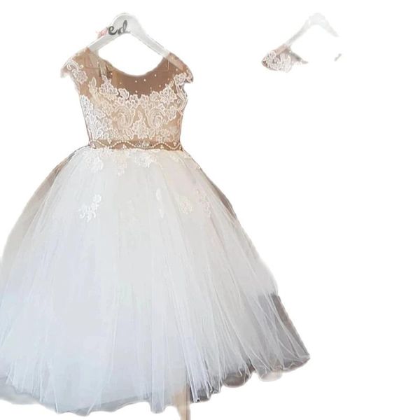 

girl's dresses ivory lace kids first communion nude crystal pearls belt flower girl dress wedding party year 2021, Red;yellow