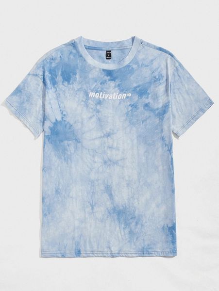 

men letter graphic tie dye tee 97g9#, White;black
