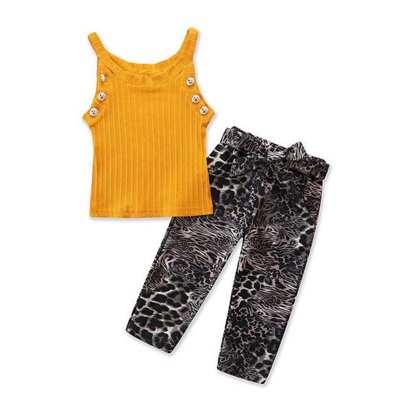 

kids clothing sets girls outfits baby clothes children suits summer cotton fashion leopard print pants two-piece b7079, White