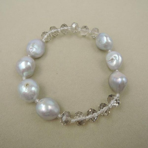 

tennis 100% freshwater pearl bracelet with nice crystal beads, Golden;silver