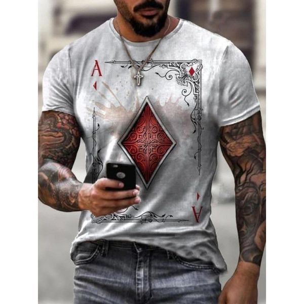 

men's t-shirts t shirt men summer casual short sleeve tshirt clothing streetwear poker print graphic tee shirts tshirts, White;black