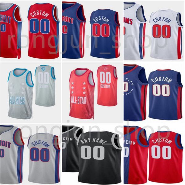 

custom printed 2022 new city diamond 75th basketball jerseys cade cunningham grant olynyk hayes diallo joseph jackson stewart bey lyles mcgr, Black;red