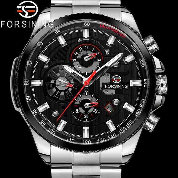 

forsining waterproof man clock fire luxury automatic mechanical men military army sports fashion male 6909, Slivery;brown
