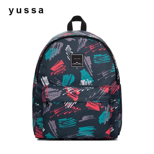 

14inch hit color artwork lapbackpack fashion black school for girl waterproof college bag boy travel bagpack men