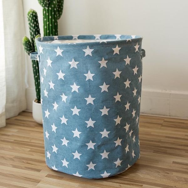 

storage baskets 35*45cm / star laundry basket for toys kids cotton linen bucket collapsible foldable household organizer