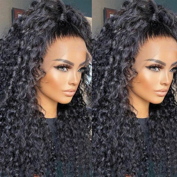 

lace wigs 13x4 deep wave pre plucked brazilian 150% water curly human hair 28 30 inch 4x4 closure wig for black women, Black;brown