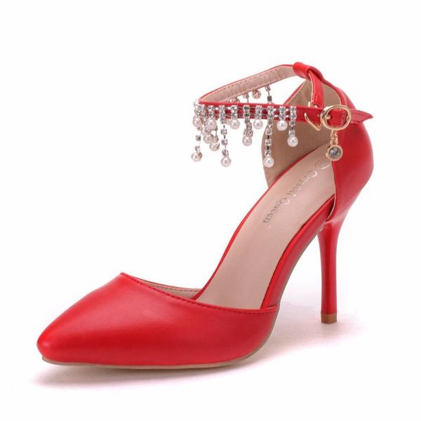 

sandals ladies shoes women summer pointed toe fashion thin high heels wedding female beaded tassel a0164, Black