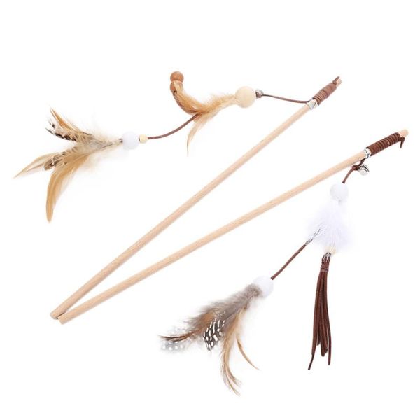 

cat toys 2pcs teaser colorful feather teasing sticks interactive gift