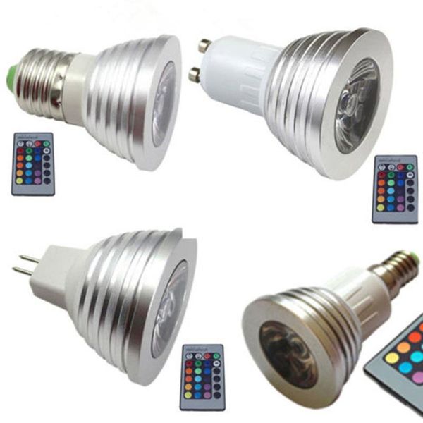

10pcs/lot,e14 gu10 3w rgb led bulb ac110v 220v dimmable changeable color with 24key remote control (battery include) bulbs