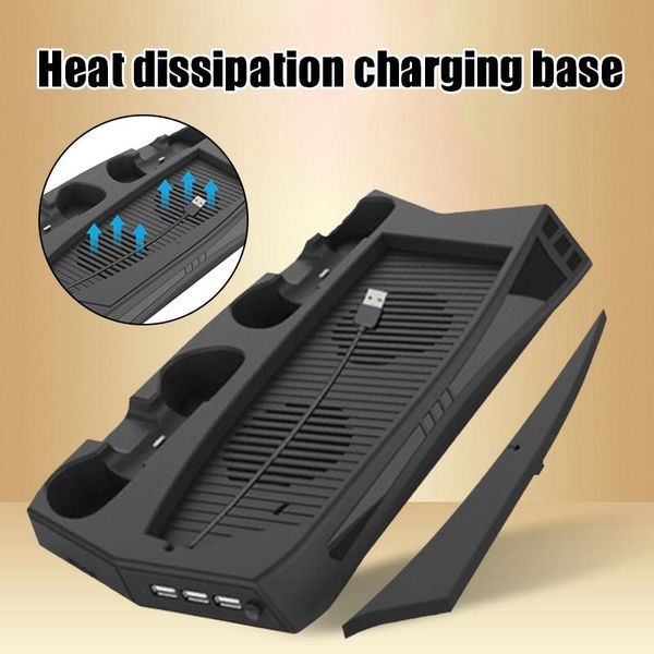 

vertical stand with cooling fan for ps5 console charging station dock dual controller charger and system jhp- lappads